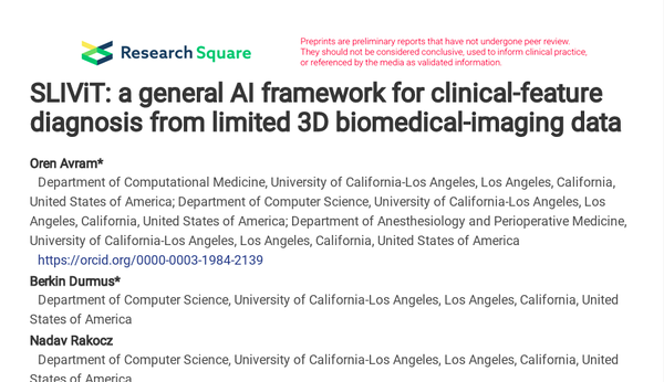 Paper Spotlight: SLIViT- a General AI Framework for Clinical-Feature Diagnosis from Limited 3D Biomedical-Imaging Data